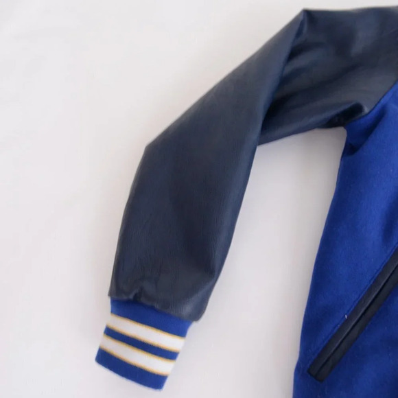 Vintage  Varsity Navy Spirit Cheer 15% Wool Button Down Varsity Bomber Jacket S - Picture 9 of 12